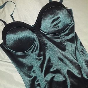 Silk padded mini dress (Teal)